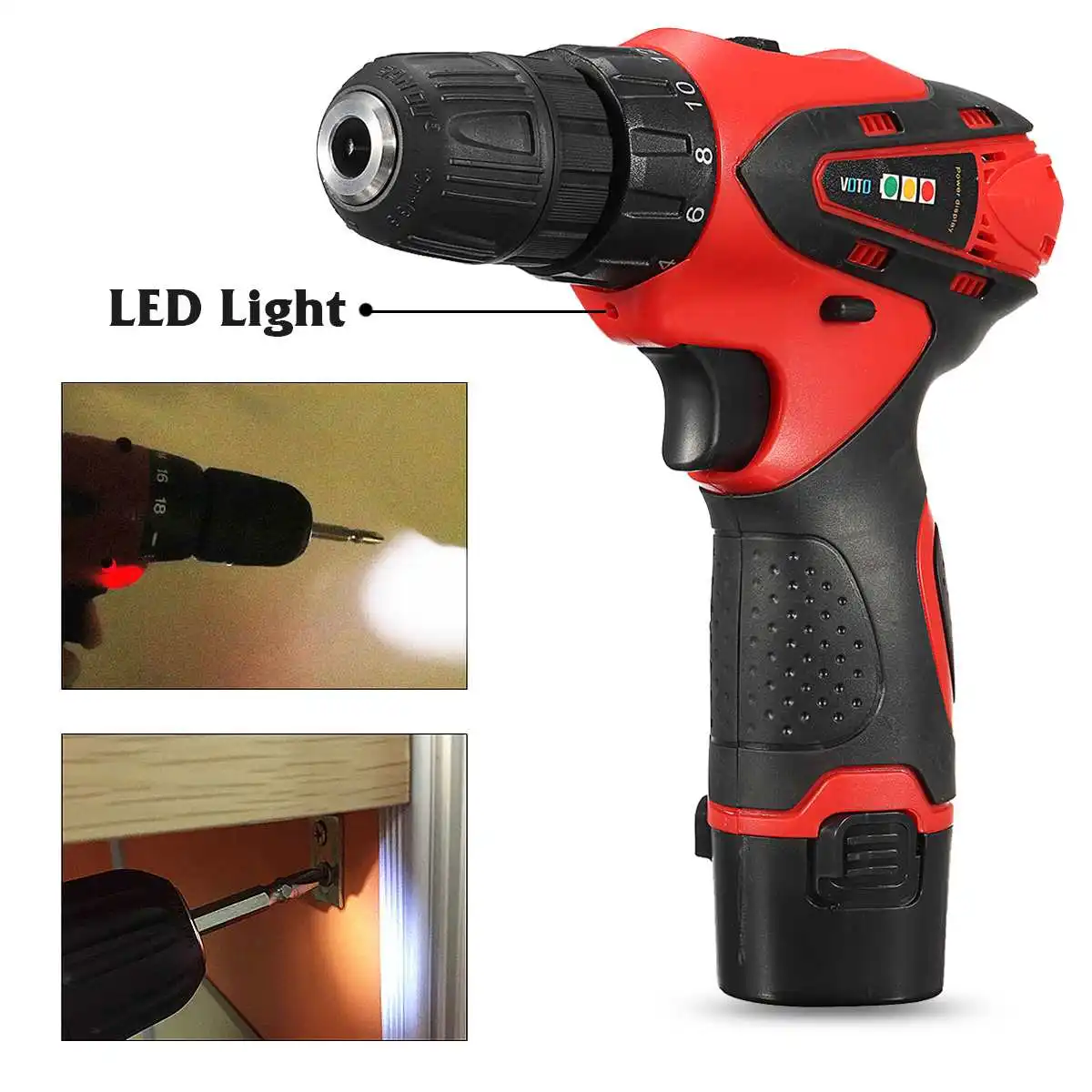 

2 Battery 12V Electric Screwdriver Screw Driver Tools Kit Two Speed Adjustable Power Drills Screwdriver