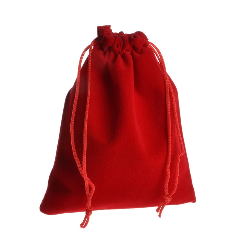 red 10opcs OMH 10 шт., 5x7 см, 7x9, 10x12 см, черная шелковая ткань, фланелет, замша, ювелирные изделия, бархат, упаковка, ожоги, золотой мешочек, подарочные сумки BZ05 - Цвет: red 10opcs