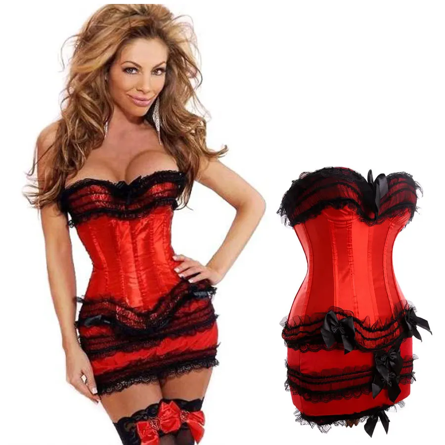 

Women Sexy Lingerie Night Club Party Corset Dress Tops Cup Bustier Skirt 2601 plus size