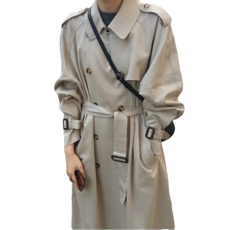 

Korean Long Coat Women British Hot Style Coats Loose Casual Slim Overcoat Cotton Trench Overcoats Fashion Bodywarmer Gabardina B