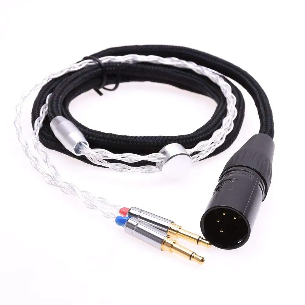 GAGACOCC Black Sleeve 8 Cores Silver Plated Headphone Upgrade Cable Mono 3.5mm Plug for Hifiman Arya HE1000se HE5se HE6se HE4xx enlarge