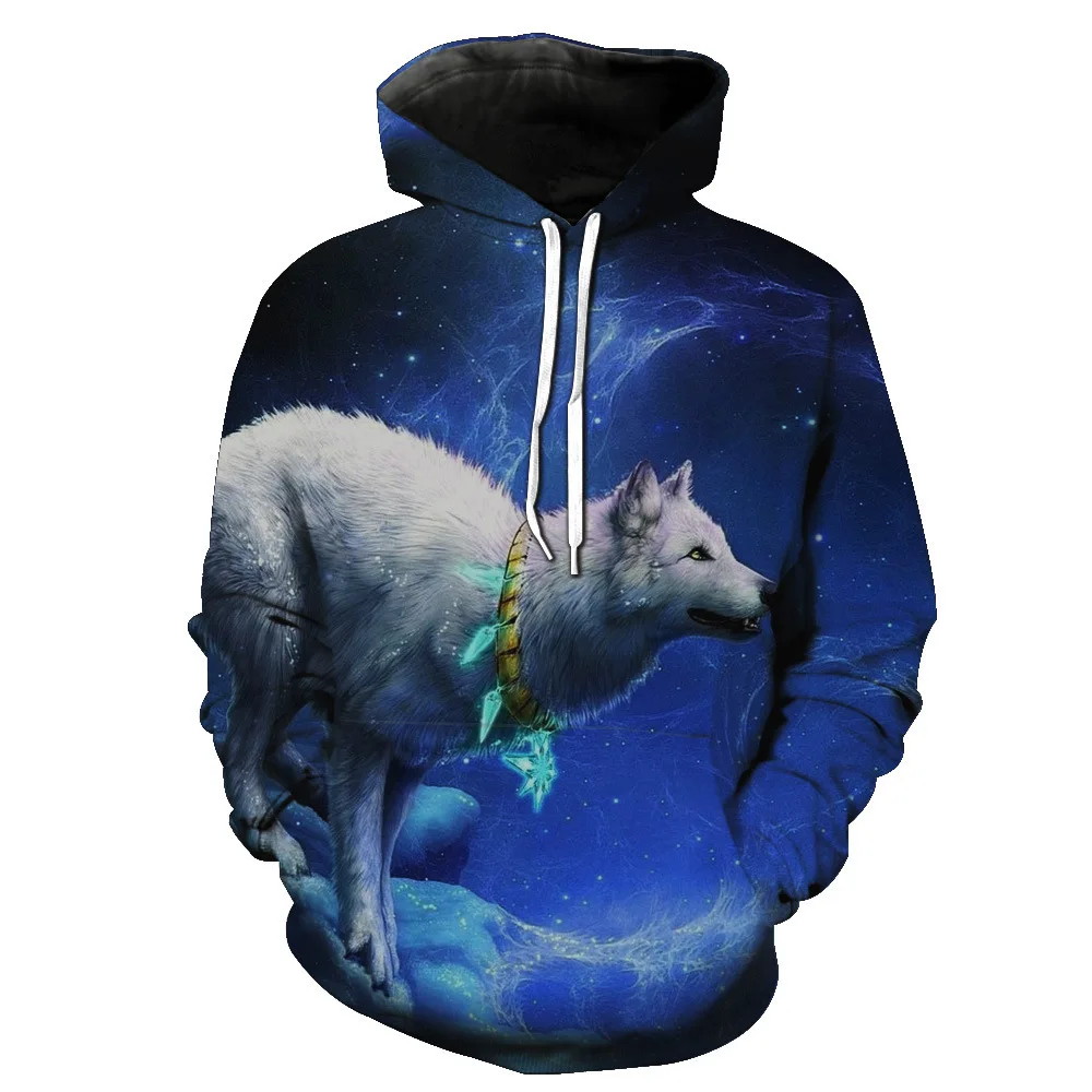 

CNUUIKOOEK Sweatshirts Men's 3D Arctic Wolf Printed Hooded Pocket Pullover Hoody Fashion Hooded Men's Hoodies