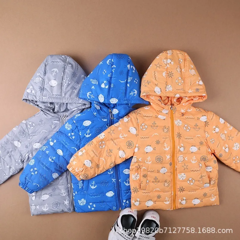 Модный Детский пуховик Куртка-жакет легкий для мальчиков и пальто средней длины