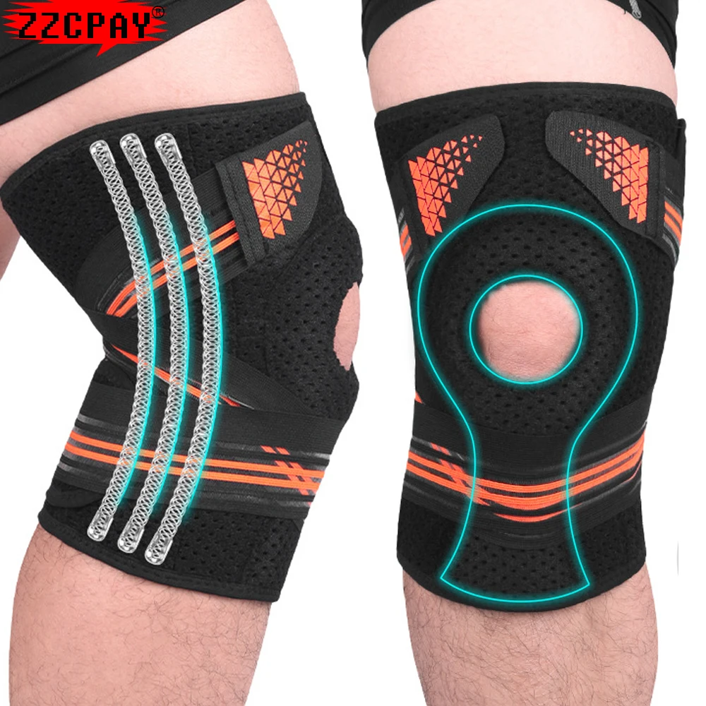 

1Pcs Sports Knee Pads Spring Support Bandage Compression Leg Protection Patella Protection Basketball Football Protector