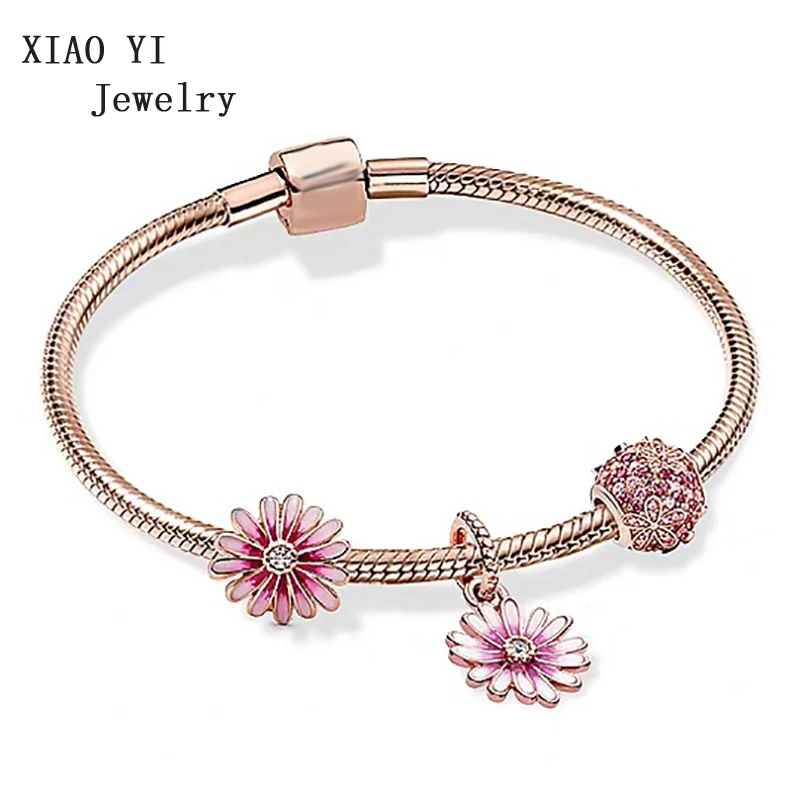 

2020 новый весенний розовый цветок розы цвета маргаритки полые лепестки симпатичный высококачественный модный браслет ювелирные изделия дл...