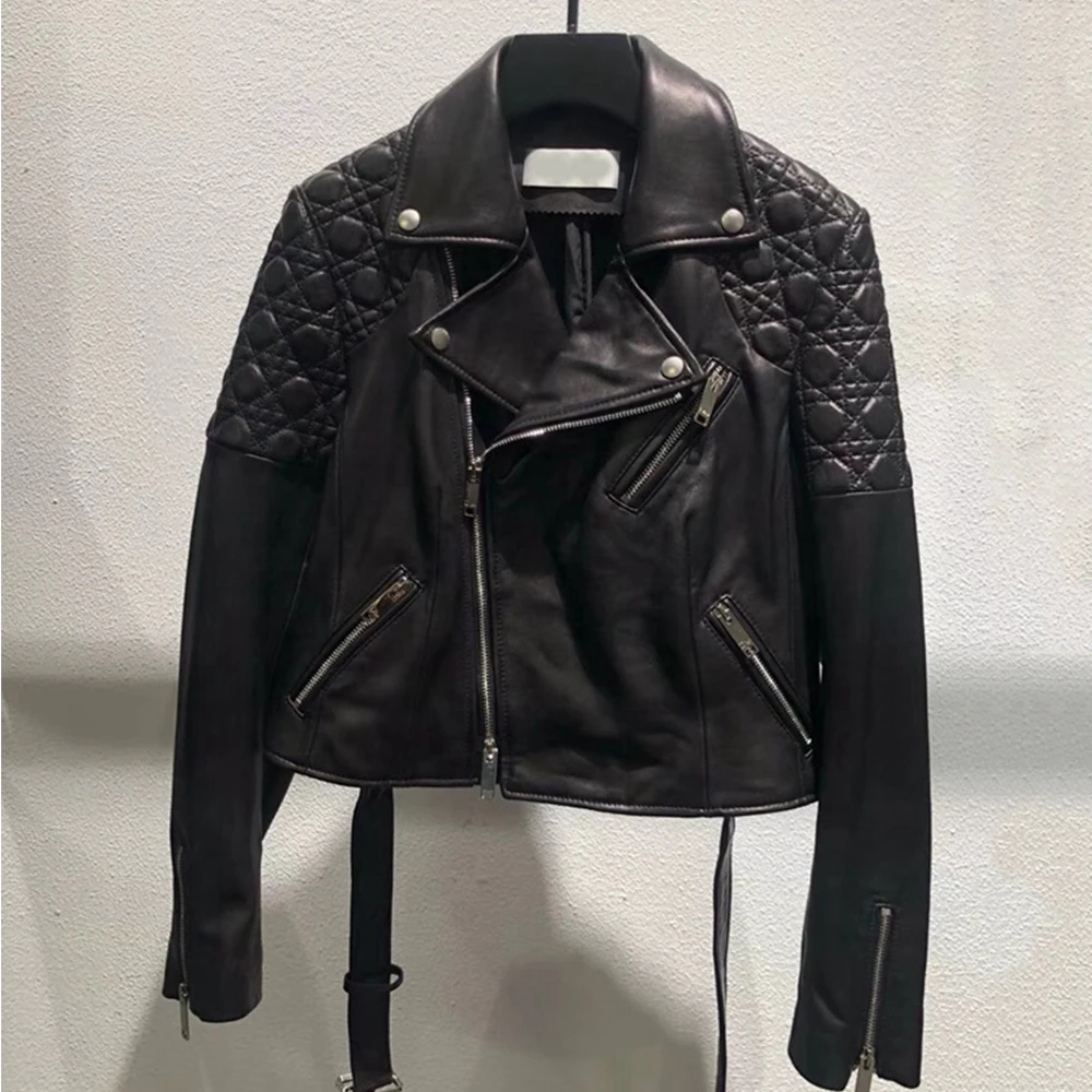 Модная женская куртка из натуральной овечьей кожи очень короткая кожаная