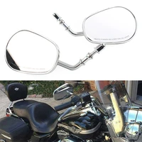 1pair chrome motorcycle teardrop short stem rearview mirrors for harley softail breakout sportster electraroad glide flht flstf