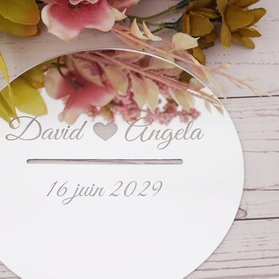 Пользовательское свадебное зеркало круглой формы с крышкой для губ длинным