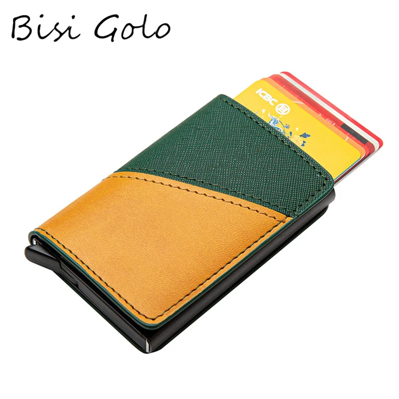 

BISI GORO смешанные Цвет RFID карты держатель 2021 искусственная кожа Алюминий бумажник чехол заграничного паспорта держатель тонкая русская Обло...