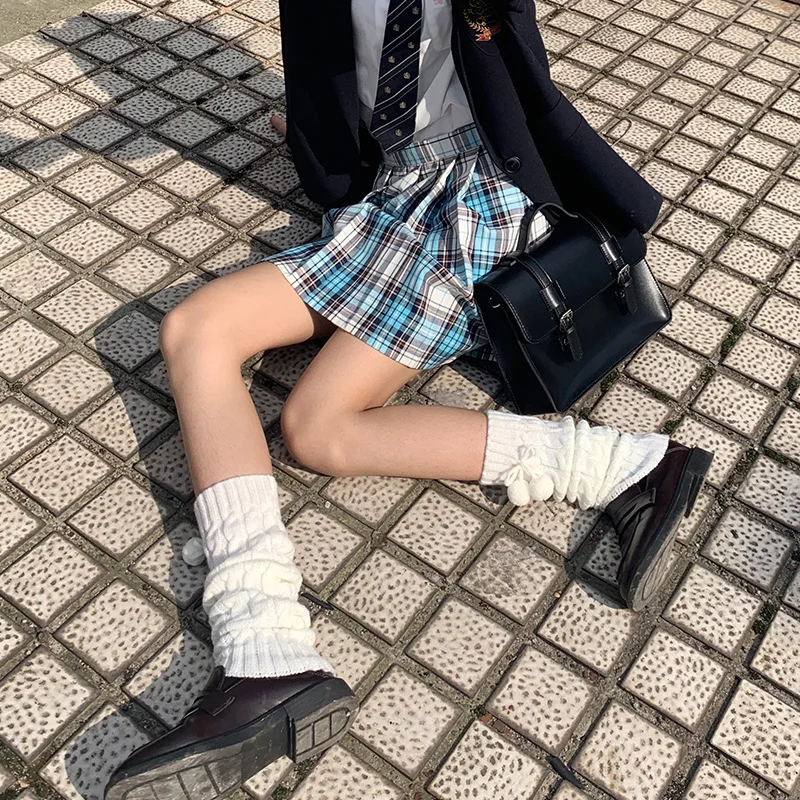 Japanese JK Kawaii Solid Thick Socking Lovely Loose Warm Knitted Lolita Socks For Women Soft Girl Preppy Uniform Cosplay Costume