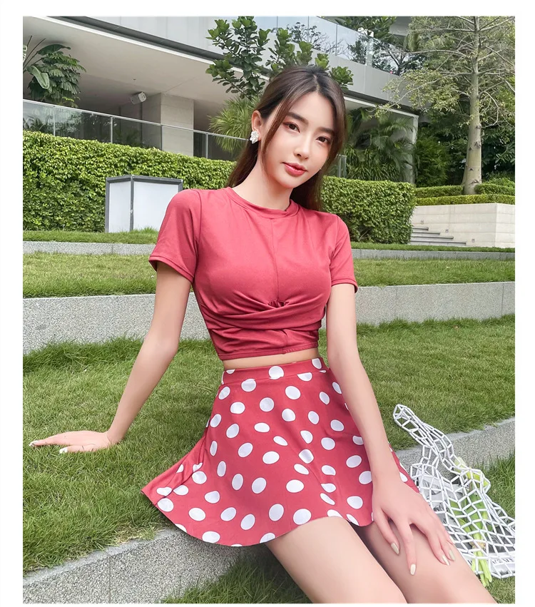 

2021 New Women High Cut Two Pieces Bikini Swimwear High Waist Dot Swimsuit Beachwear Bathing Suit Women Sexy Bikini Set Biquini