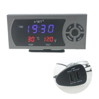 1pc 12 24v 3 in 1 digital clock for auto car led digital clock thermometer voltmeter electronic voltage thermometer clock