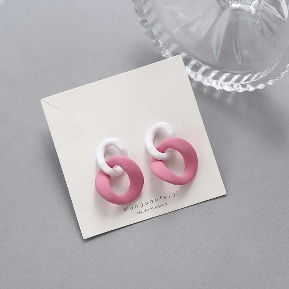 Geometric Contrast Color Stitching Earrings Personality Frosted Texture | Украшения и аксессуары