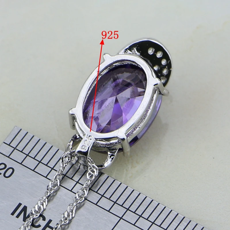 Женский комплект ювелирных изделий из серебра 925 пробы с фиолетовым и белым