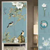 chinese ink fengshui door curtain beautiful lotus bird painting decorative kitchen bedroom entrance customizable hanging curtain