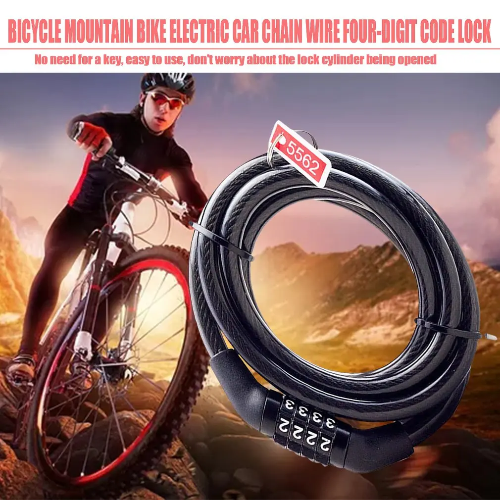 

Bicycle Mountain Bike Electric Car Chain Wire Four-digit Code Lock