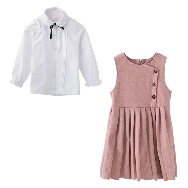 

Girls' dress spring dress children's wear children's foreign style shirt long sleeve pleated skirt little girl princess skirt
