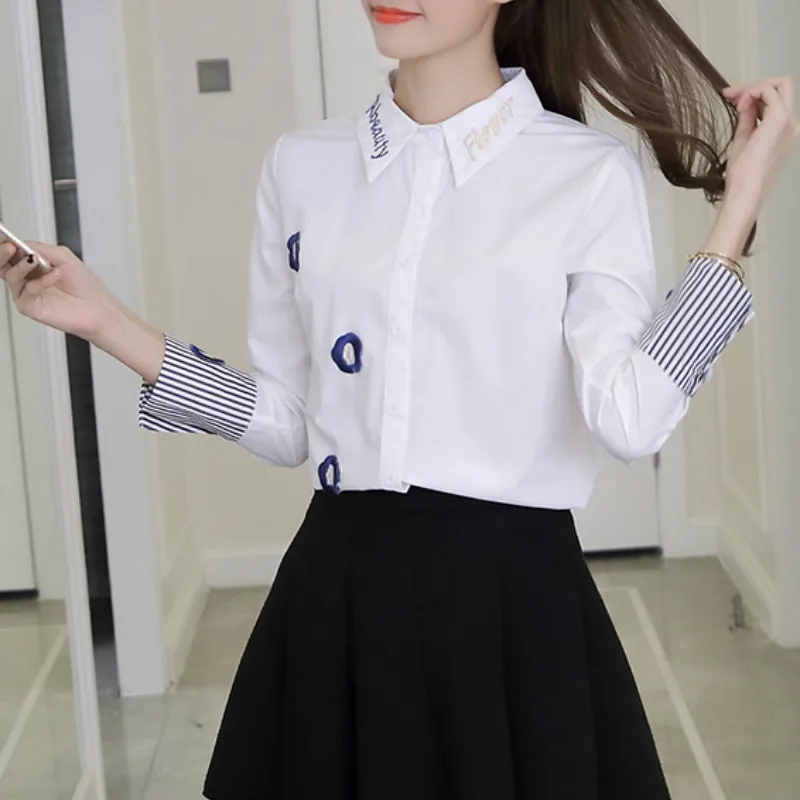 Повседневные женские топы и блузки с длинным рукавом принтом Осень-зима 2019