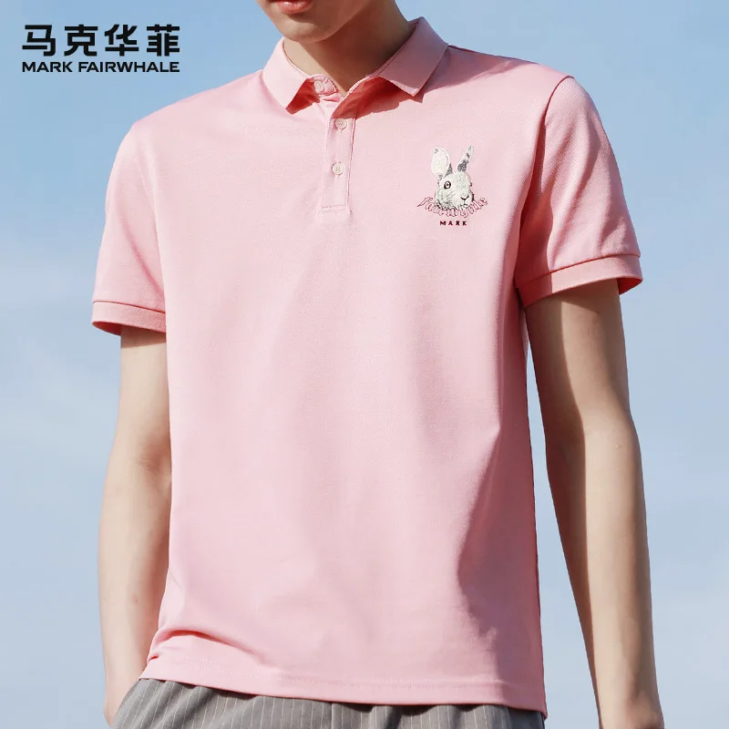 

Fairwhale 2020 summer in fashion short sleeve man turn down collar chic rabbit embroidery logo men's Polo shirt