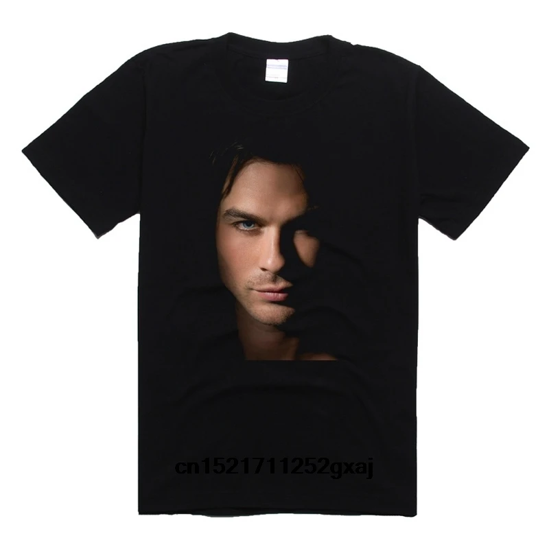 Мужская футболка s Черный Дневник вампира Деймон Сальваторе панк Рок Забавный