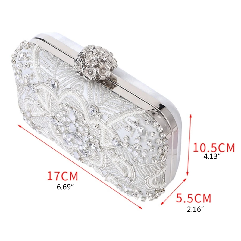 

New Evening Dinner Handbag Shiny Beaded Clutch Bag Sparkly Crossbody Bag Rhinestone Banquet Handbag Wedding Party Prom Purse