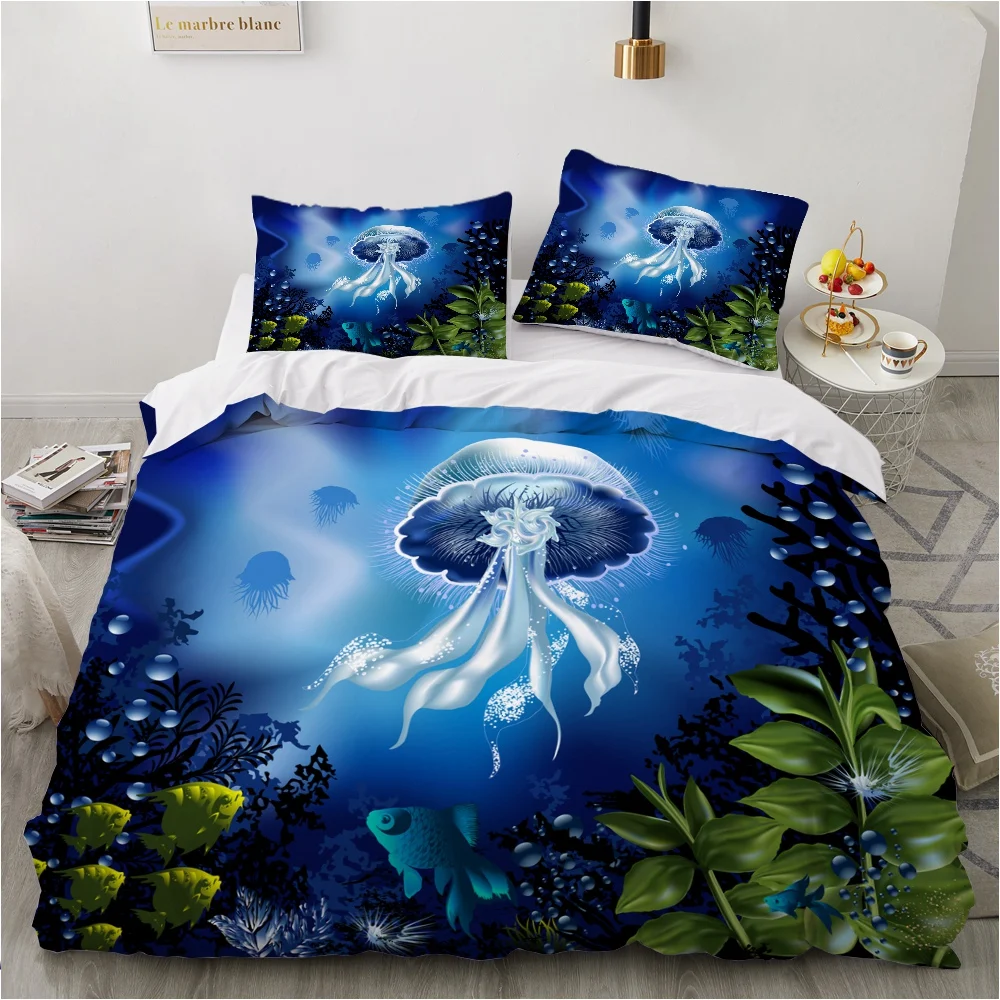 

3D Printed Bedding Sets luxury Cartoon Jellyfish Roclet Astronaut Single Queen Double Full King Twin Bed For Home Duvet Cover