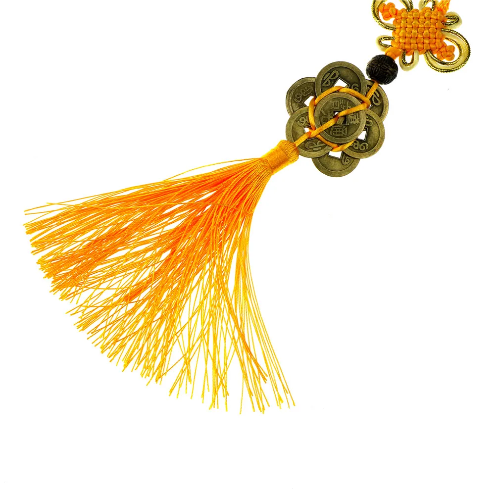 

New 1pc Classic Red Chinese Knot Feng Shui Wealth Success Copper Ancien Coins Lucky Charm Home Car Decoration