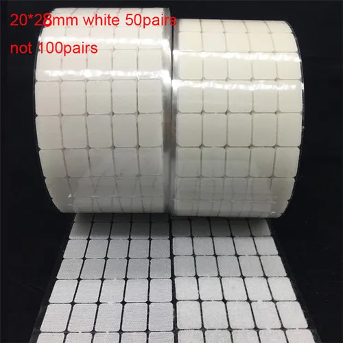 20X28mm White50 pair Белый, черный, 10 мм, 15 мм, 100 пар, клей, крючок и петли, наклейка, крепкая, самоклеющаяся, точечная, нейлоновая, водонепроницаемая, клейкая, крепежная лента - Цвет: 20X28mm White50 pair