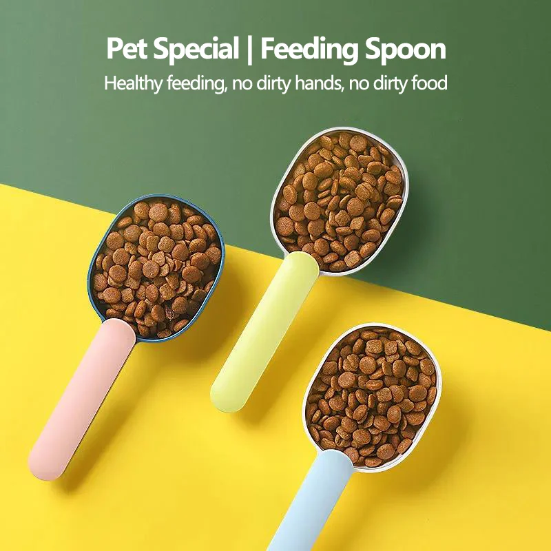 

HiCoDo Food Measuring Spoon with Sealed Bag Clip Multifunctional Feeding Scale Tool Cat Dog Feeder Scoop Daily Supplies