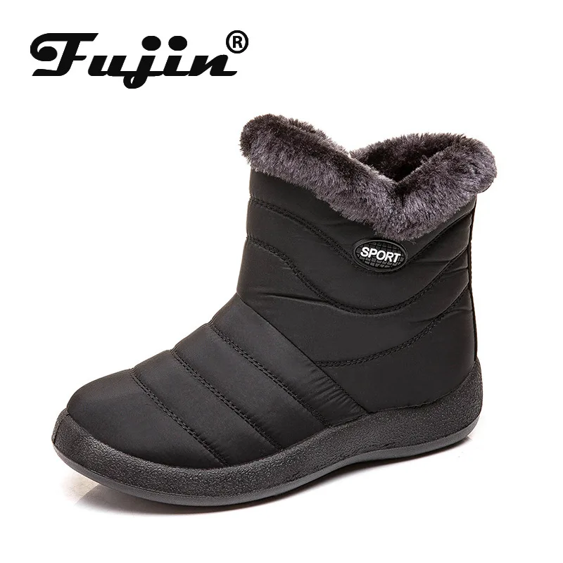 Fujin/Зимние Бархатные Теплые женские зимние ботинки из хлопка Брезент с боковой