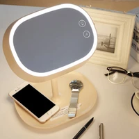 makeup table mirror with led light and storage box for bedroom desk lamp usb rechargeable fill light vanity mirrors beauty tools
