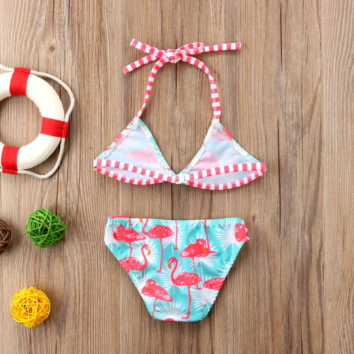 Новинка 2019 милый летний детский комплект бикини с принтом фламинго для маленьких