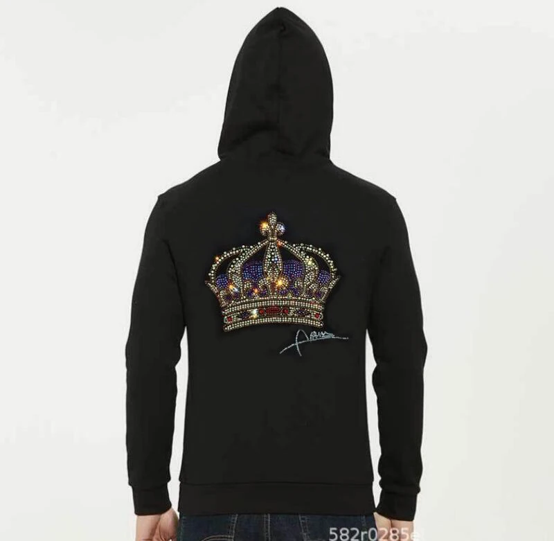 

4XL Стразы толстовка мужская толстовка хип-хоп хлопковые толстовки с капюшоном