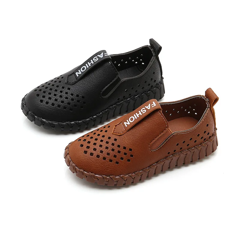 AFDSWG artificial PU shoes girls kids black leather brown child moccasins soft boys childrens |