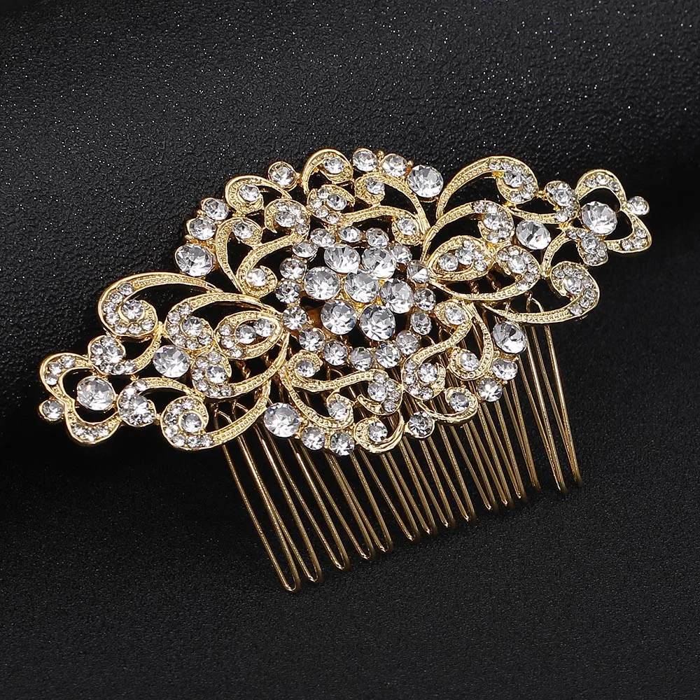 Design 13 Gold TREAZY/свадебные расчески для волос золотого цвета для женщин, украшенные жемчугом и кристаллами, свадебные аксессуары для волос, головной убор для дня рождения, диадема для невесты - Окраска металла: Design 13 Gold