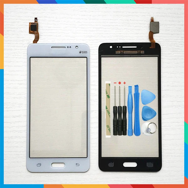 Для samsung Galaxy Grand Prime Duos G530 G530H G530F G5308 G531 G531F сенсорный экран дигитайзер передняя стеклянная линза сенсорная панель+ инструмент - Цвет: White With Tool
