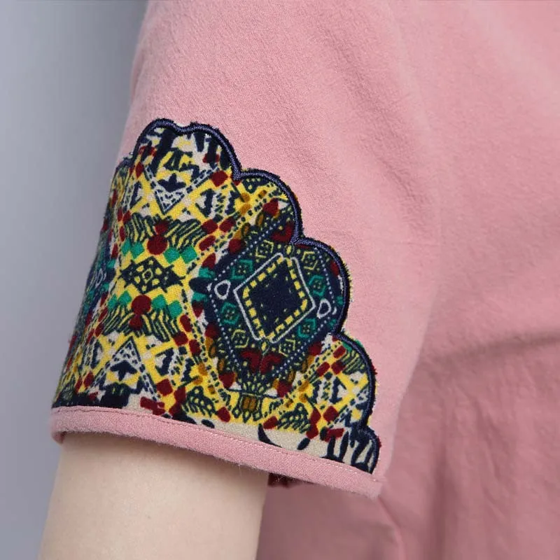 2019 летняя новая хлопковая Футболка с принтом Национальный Ветер Женская