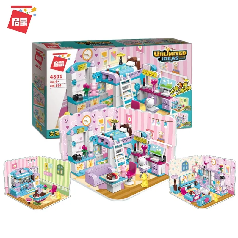 Дом для девочек Строительные кирпичи 194 шт. модель кухни гостиной сборочные блоки