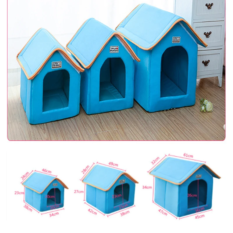 

Dog Puppy Sofa Cushion House Kennel Nest Dog Cat Bed Small Medium Dogs Pet Dog House Foldable Bed With Mat Soft Winter Leopard