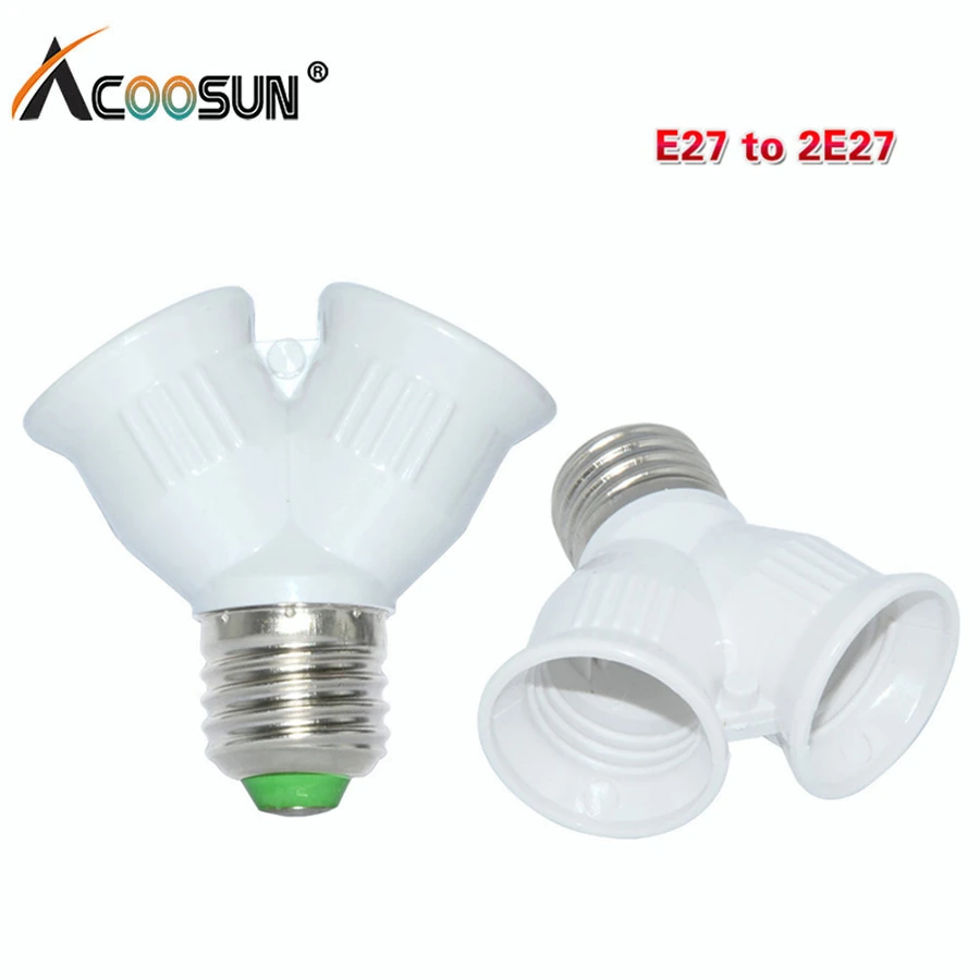 

E27 To 2E27 Adapter Lamp Base 1 To 2 Y Shape LED Halogen CFL Bulb Base Light Lamp Splitter Adapter Converter Socket Extender