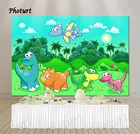 Фон для фотосъемки с изображением детского динозавра на день рождения новорожденного праздника баннер для фотосъемки мир Юрского периода реквизит из полиэстера