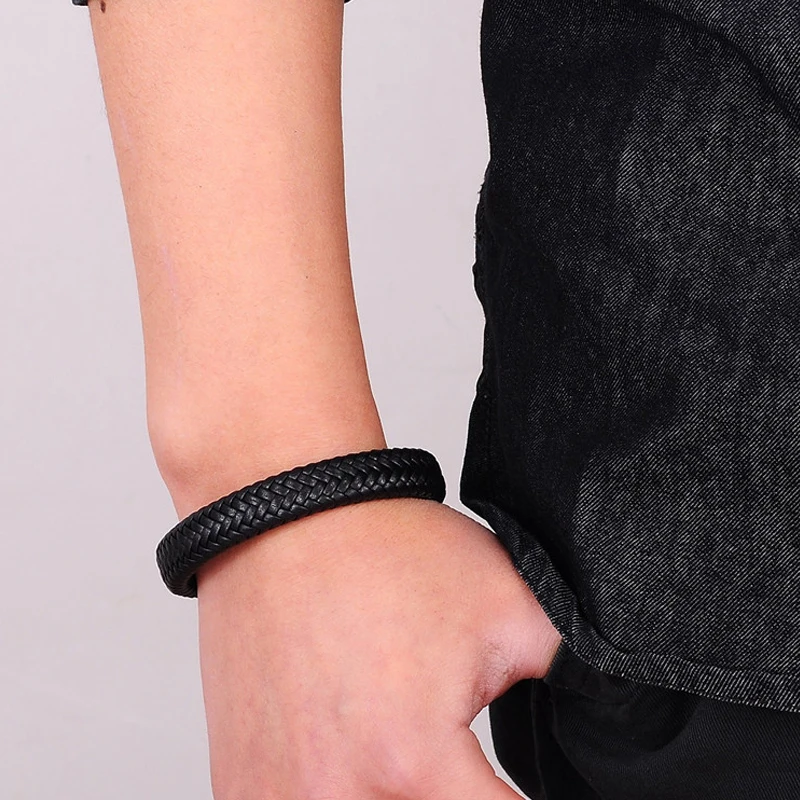Новый модный плетеный кожаный браслет для мужчин и женщин из нержавеющей стали с