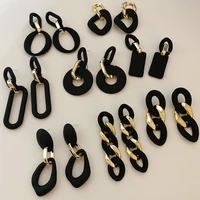 zay s925 needle fashion jewelry drop earrings new design resin golden plating matte black earrings for women lady party gifts