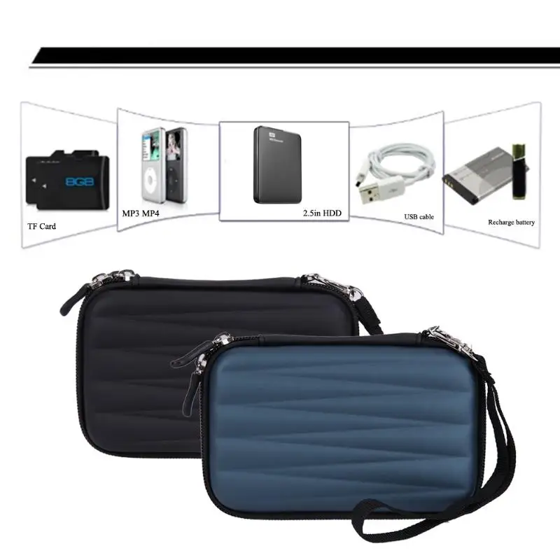 2," HDD сумка жесткий EVA PU чехол, футляр для переноски сумка для наушников USB Кабельный органайзер для хранения портативный внешний жесткий диск чехол