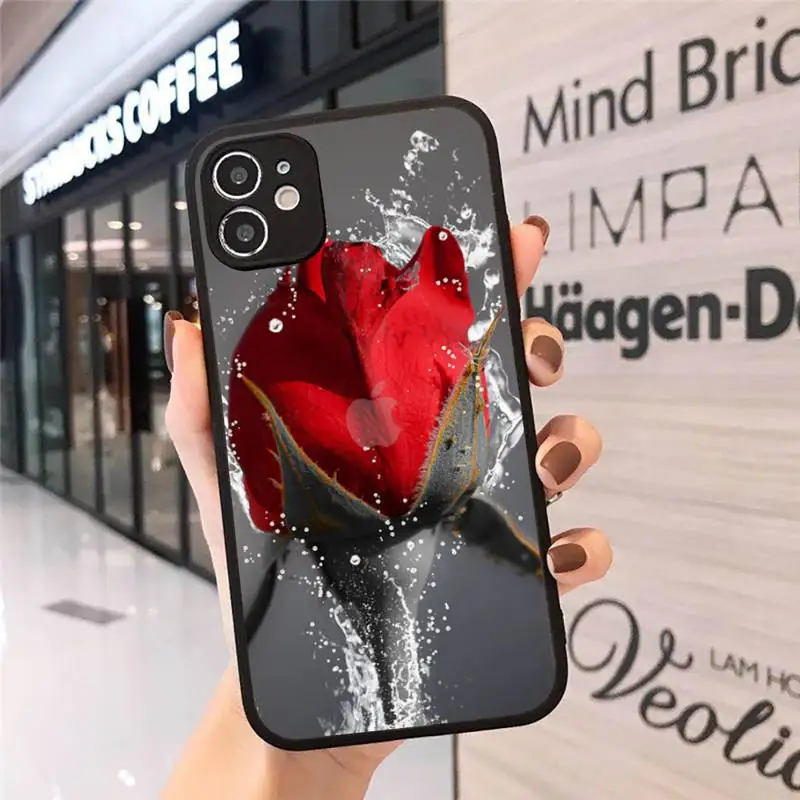 

rose flower red love beauty Phone Cases Matte Transparent for iPhone 7 8 11 12 s mini pro X XS XR MAX Plus cover funda