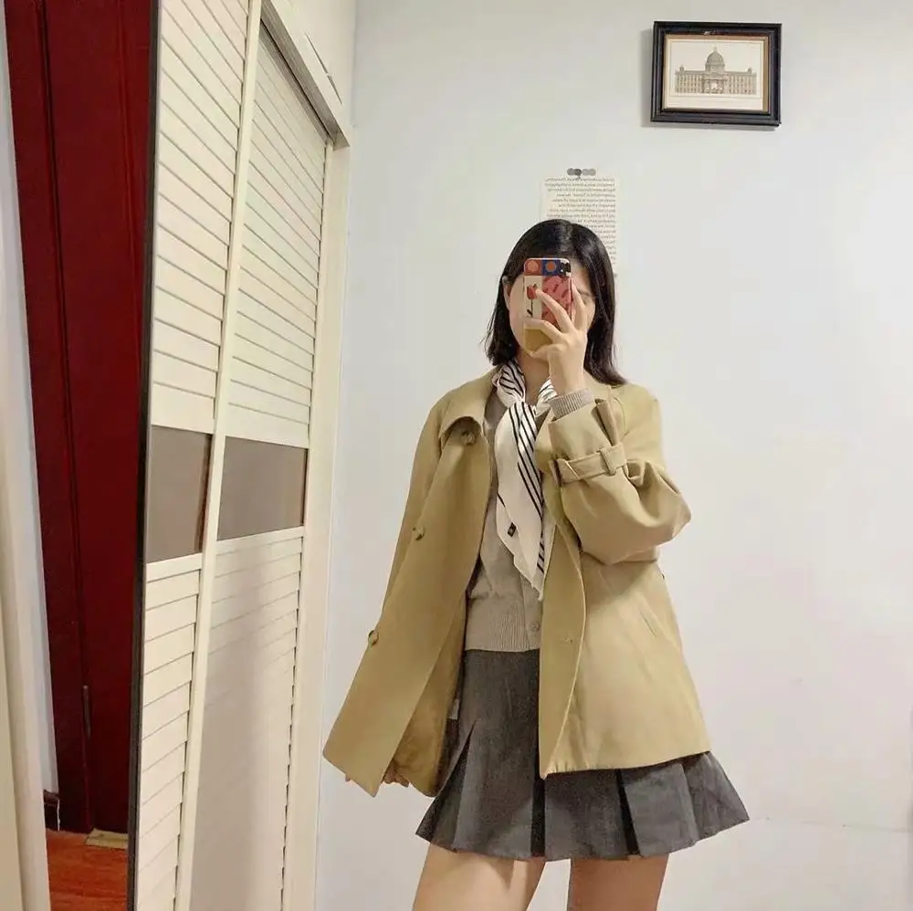 

2020 New Autumn Women Trench Solid Sashes Long Sleeves Turn-Down Collar Coat Female Fashion Casual Women Clothes