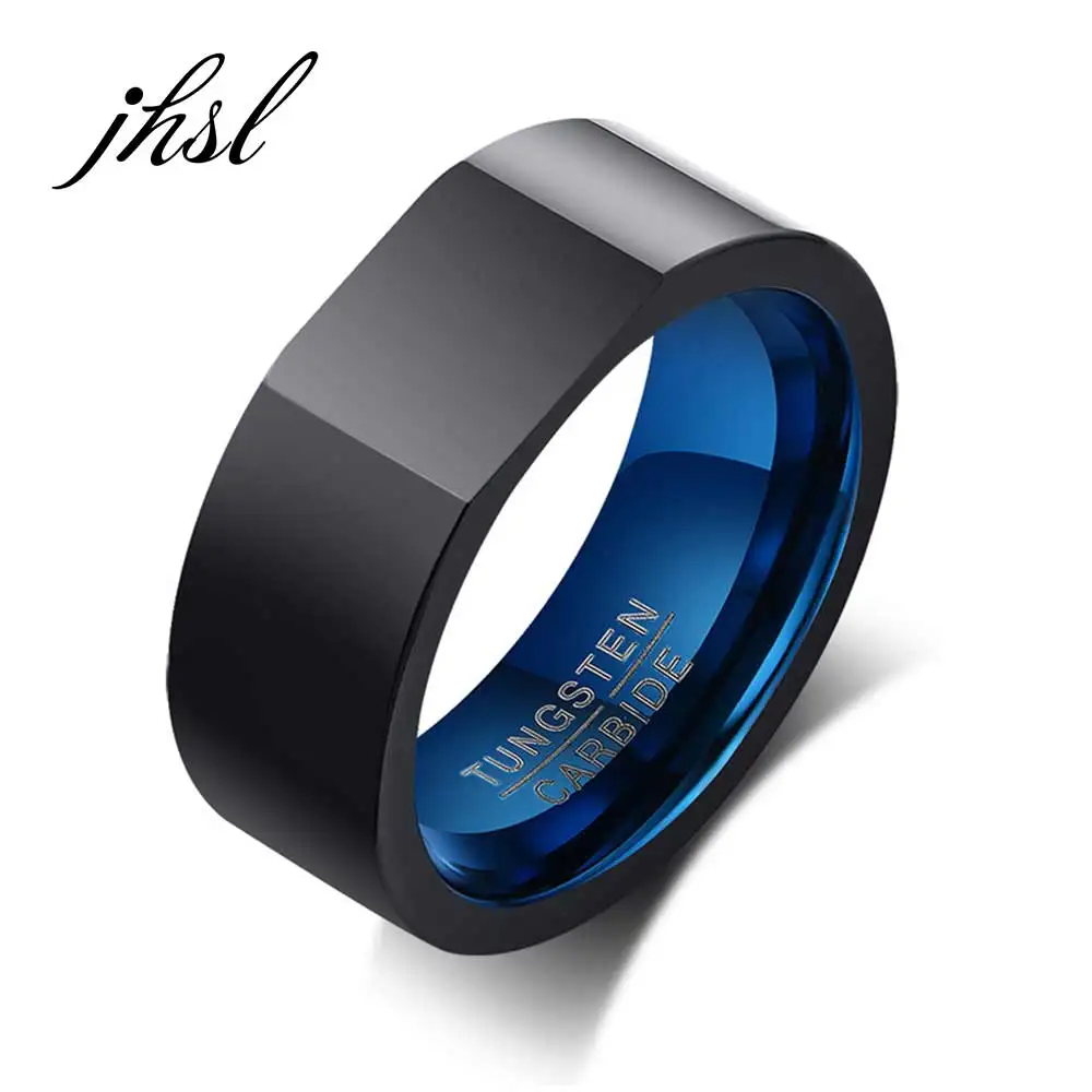 

JHSL High Quality Tungsten Man Male Men Rings Black Fashion Jewelry Anniversary Christmas Gift Size 7 8 9 10 11 12