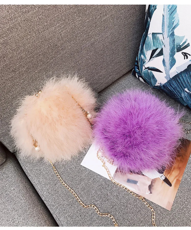 Luxury Designer Fur Purse Women Ostrich Feathers Evening Party Bag Famous Brand Handbag Fall Winter Party Day Cluthes Drop Ship