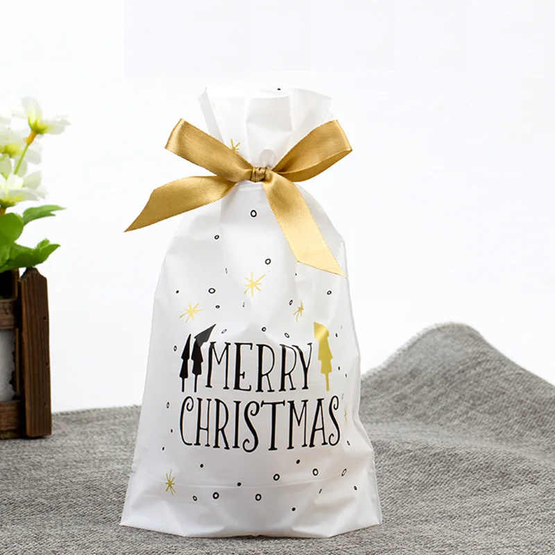 Merry Christmas 5/10 шт с рождеством, олень, медведь, печать, конфеты, сумки Dragee, сумка на шнурке, подарочные сумки для детей, новинка - Цвет: Merry Christmas