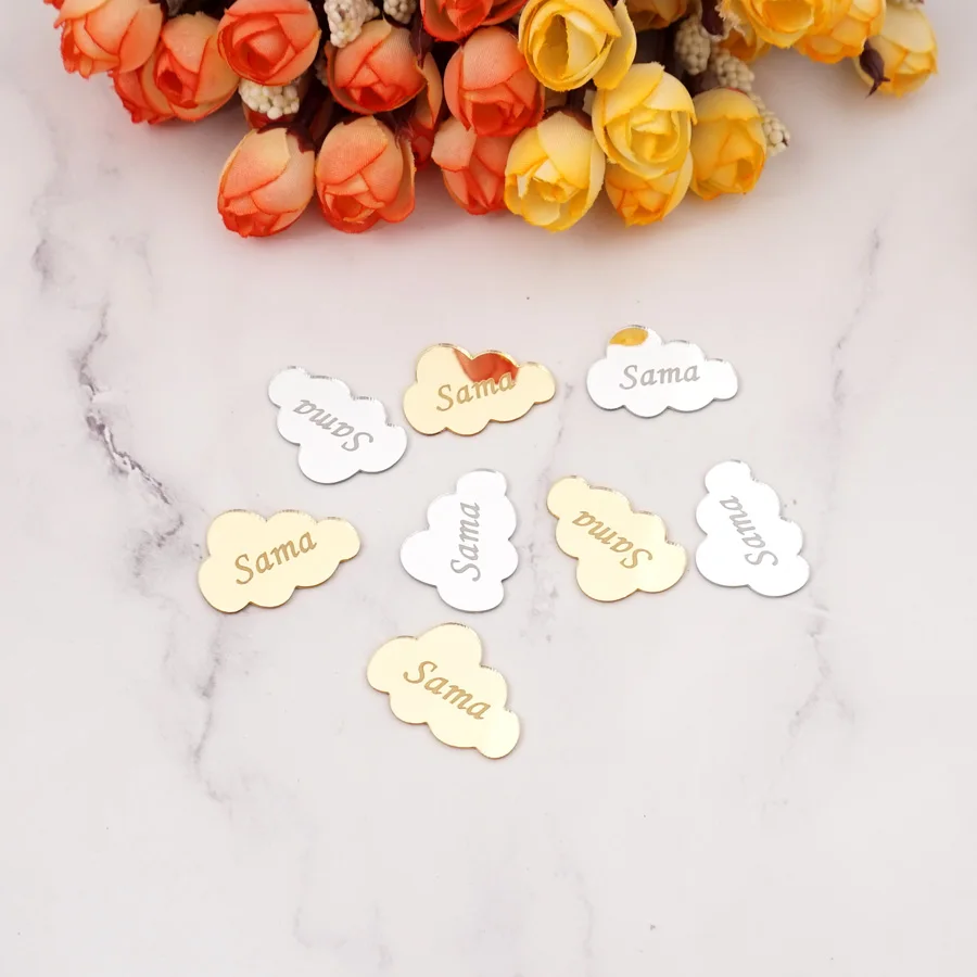 Индивидуальные Акриловые зеркальные Наклейки для декора стола в виде облака 20